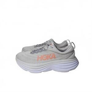 Hoka Women's Bondi 8 Running Shoes Light Gray Pink Size 9B